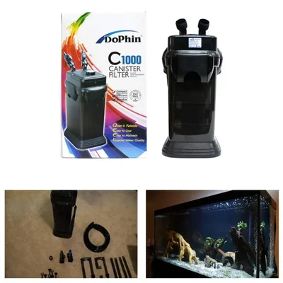 Dophin C1000 Canister Filter 1650 LPH Provides Oxygen from Air pump to Fish Tank Use to Fresh Water/Planted Aquarium